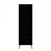 Manhattan Comfort 131GMC2 Rockefeller Bookcase 2.0 with 5 Shelves and Metal Legs in Black